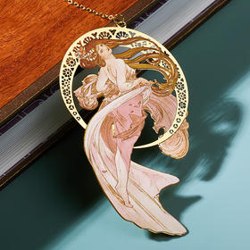 MUCHA穆夏【四艺—舞】经典插画艺术金属链饰书签 20世纪时尚先锋新艺术运动 唯美大师名画复古优雅文艺礼品黄铜【中商文创】