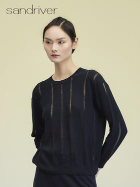 圆领浮线长袖上衣 SJS95W043K