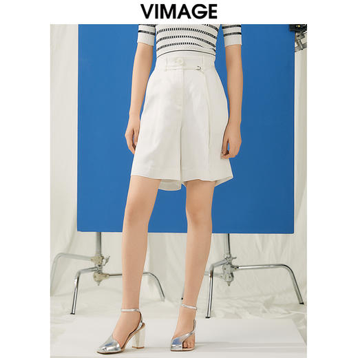VIMAGE纬漫纪夏季新款时尚修身百搭高腰短裤女V1905516 商品图0