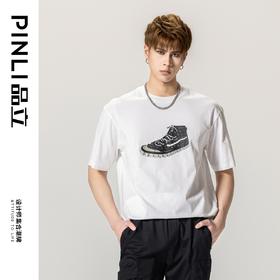 PINLI品立夏季新款男士圆领印花短袖T恤潮牌上衣BG231111002