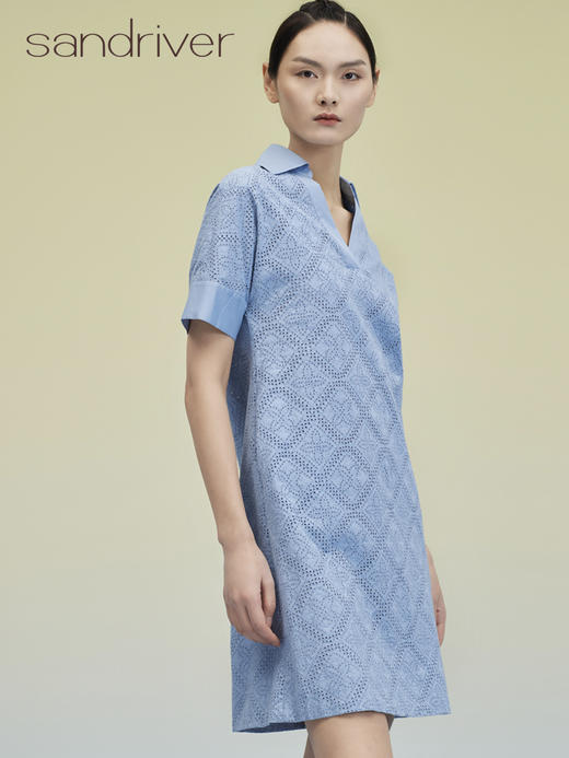 翻领短袖刺绣纯棉连衣裙 SJS95W003W 商品图5