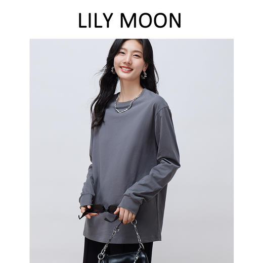 LILY MOON全棉磨毛圆领长袖T恤 商品图4