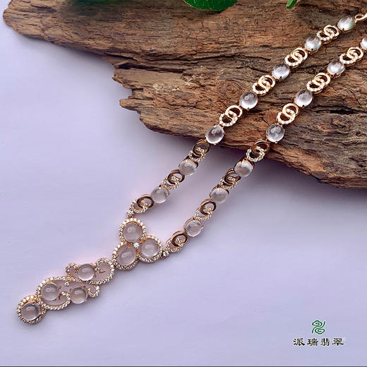 派瑞翡翠 18k金翡翠项链 冰种 无色 商品图3