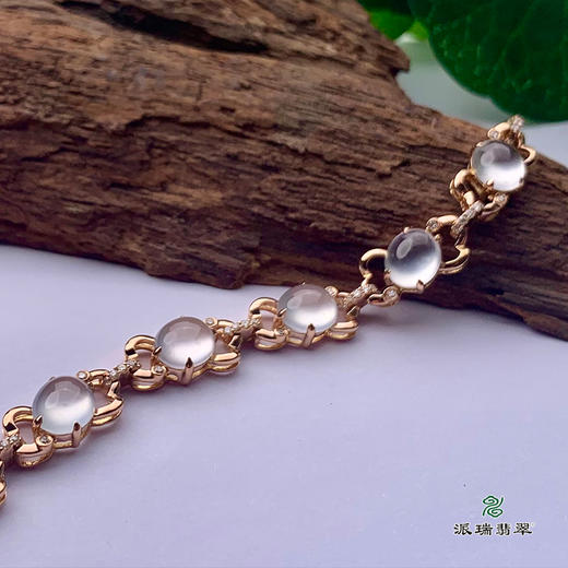 派瑞翡翠 18k金翡翠手链 冰种 无色 商品图3