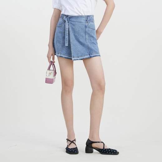 谜底牛仔短裤女2023夏季新款简约时尚百搭A型修身裙裤232MK0564 商品图0