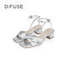 DFuse迪芙斯夏季新款羊皮方头褶皱扭结粗跟凉鞋女DF32115337 商品缩略图1