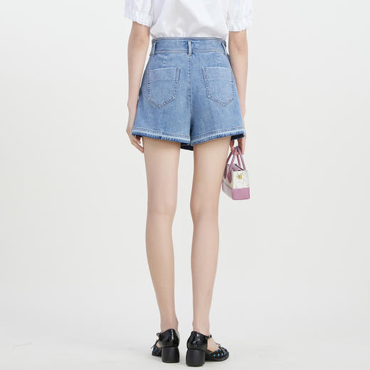 谜底牛仔短裤女2023夏季新款简约时尚百搭A型修身裙裤232MK0564 商品图2