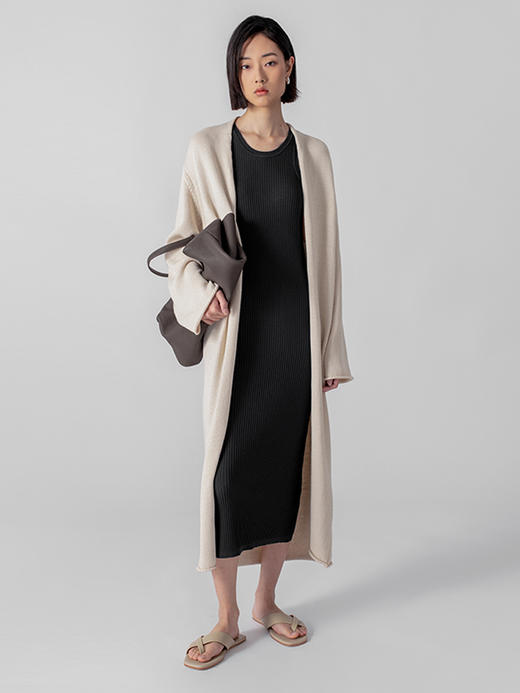 322工房经典再造环保棉针织长开衫2023春夏款时髦宽松长外套B041 商品图1