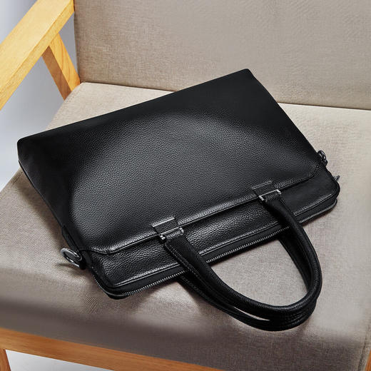 Safiya/索菲娅头层牛皮2023新款男士公文包电脑包手提包斜跨男包 商品图0