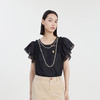 谜底飞飞袖上衣女2023夏新款复古特色印花圆领修身短袖232MS0639 商品缩略图0