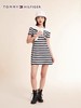 TOMMY HILFIGER   23新款春夏女装时尚通勤蓝白条纹拉链短袖连衣裙 商品缩略图0