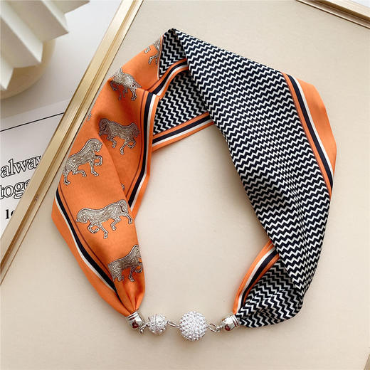 明星同款韩版女丝巾项链领巾围巾镶钻磁扣百搭 商品图8