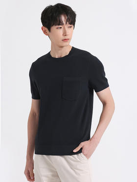 callisto藏青棉混纺T恤 SSTSS143C