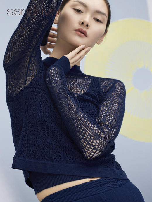 羊绒桑蚕丝半开襟套衫 SJS95W034K 商品图2