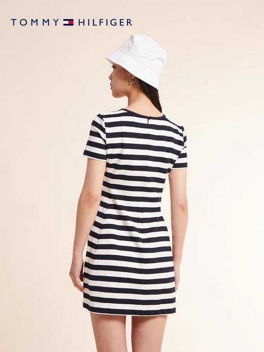 TOMMY HILFIGER   23新款春夏女装时尚通勤蓝白条纹拉链短袖连衣裙 商品图1