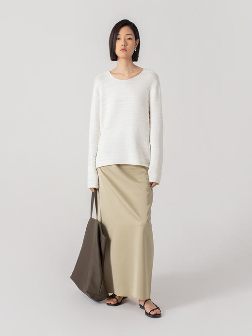 322工房挖剪露肤环保棉针织露背套头衫2023春夏款长袖针织衫B042 商品图1