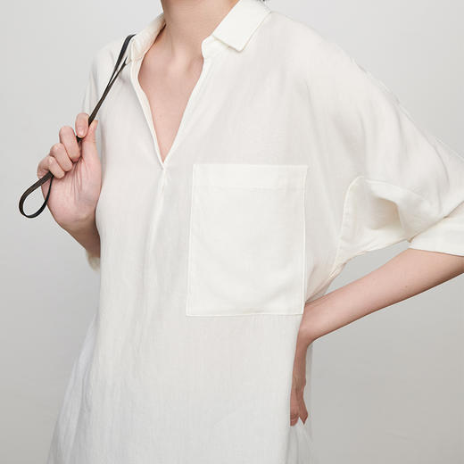 IN AND ON 19-8006春夏女士衬衫新款亚麻宽松百搭通勤显瘦V领上衣 商品图7