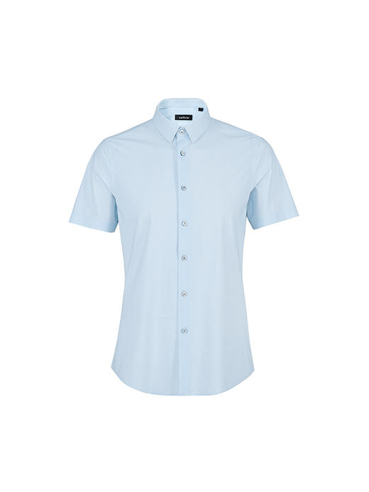 callisto浅蓝混纺牙签纹短袖衬衫 SSSTS051C 商品图0