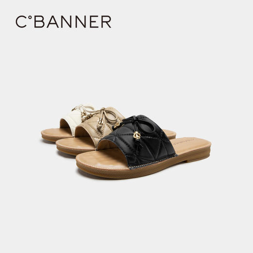 千百度女鞋夏季凉拖鞋法式平底真皮拖鞋踩屎感外穿休闲 A23370832 商品图4