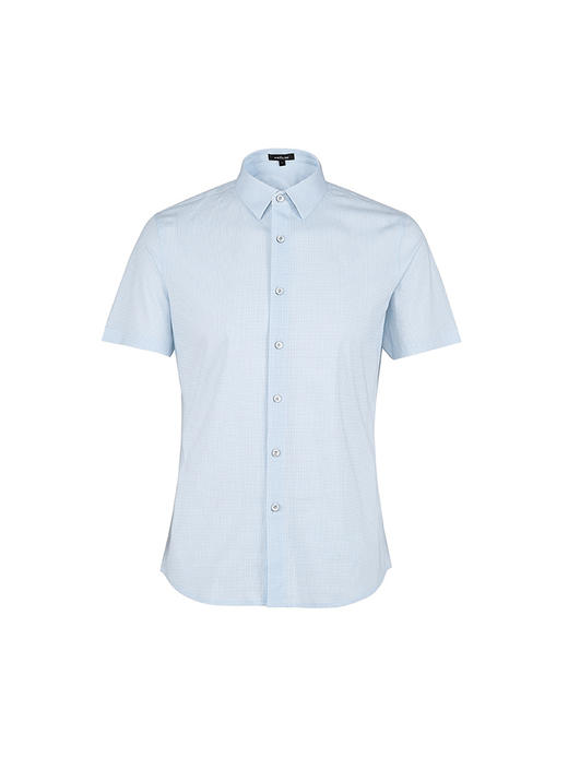 callisto蓝色全棉方点印花短袖衬衫 SSTSS199C 商品图3