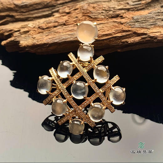 派瑞翡翠 18k金翡翠吊坠 冰种 无色 商品图3