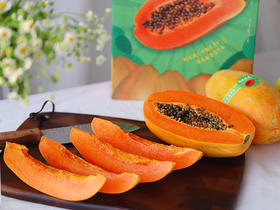 【三亚红心牛奶木瓜】十八度果缘 树上成熟，没有打药催熟，天然更健康 皮薄、肉嫩，无筋无丝