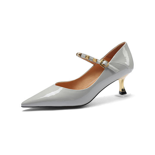 优雅百搭，尖头真皮亮面细跟高跟鞋DZM-AA2326 商品图12