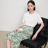 IN AND ON夏季新款女晕染印花丝质高腰通勤时尚A字黑色半身裙21798 商品缩略图2