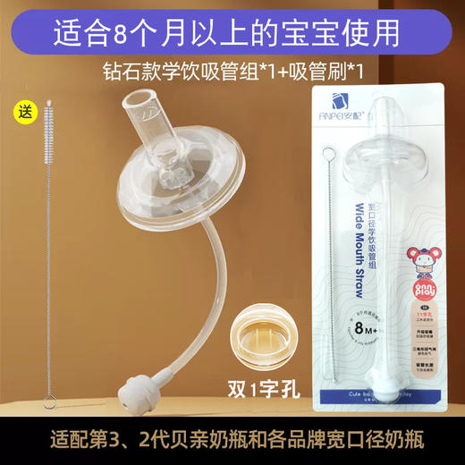 适配贝亲3/2代奶瓶 安配宽口径奶瓶转变学饮杯吸管组AP617/637/638 众多品牌奶瓶适用 商品图6