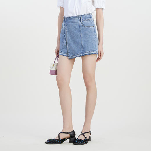 谜底牛仔短裤女2023夏季新款简约时尚百搭A型修身裙裤232MK0564 商品图1