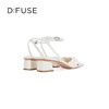 DFuse迪芙斯夏季新款羊皮方头褶皱扭结粗跟凉鞋女DF32115337 商品缩略图6