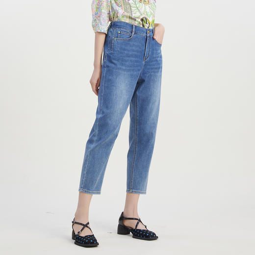 谜底牛仔裤女2023夏季新款简约时尚弹力水洗萝卜九分裤232MK0511 商品图1