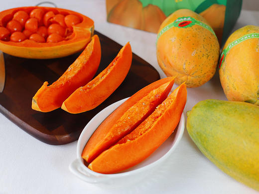 【三亚红心牛奶木瓜】十八度果缘 树上成熟，没有打药催熟，天然更健康 皮薄、肉嫩，无筋无丝 商品图1