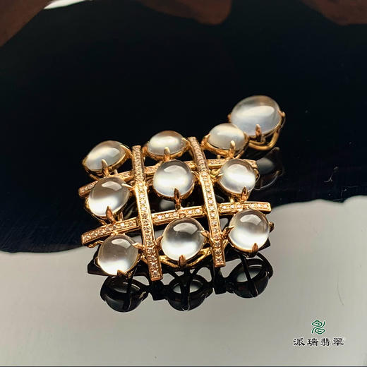 派瑞翡翠 18k金翡翠吊坠 冰种 无色 商品图4