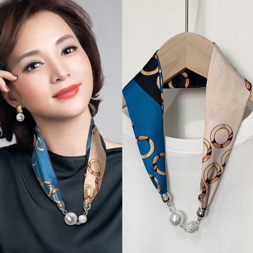 明星同款项链围巾  磁扣年轻气质磁吸扣珍珠项链小丝巾 商品图3