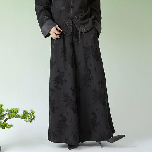 春夏女装新款人丝提花中式宽松休闲阔腿裤N210778 商品图2