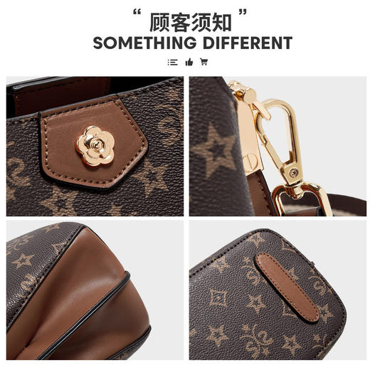 Safiya/索菲娅2023新款印花水桶包大容量单肩包包女式斜挎包女包SF9140052Y 商品图5