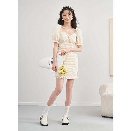 西遇一字肩连衣裙女夏季新款性感纯欲辣妹收腰包臀短裙子D0930677 商品图4