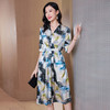 ASE-23001 复古国墨画元素桑蚕丝连衣裙夏季新款心形收腰显瘦裙子 商品缩略图0