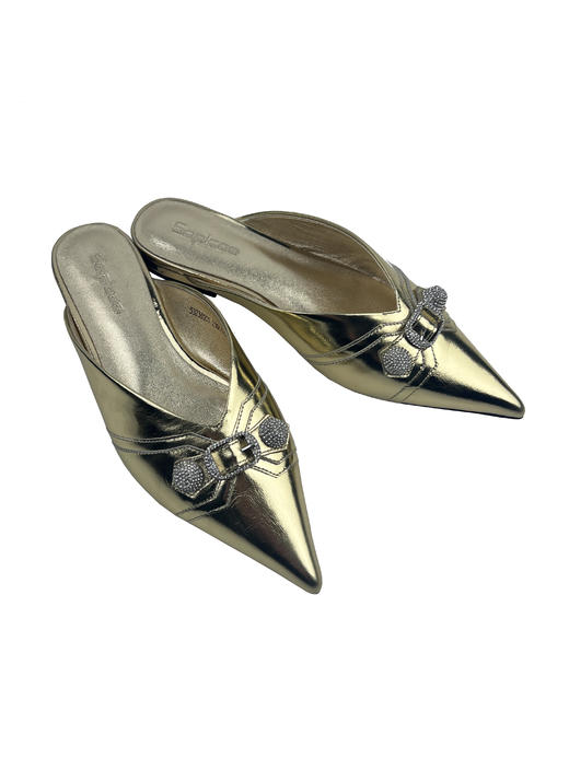 SAFICOO 时尚休闲 尖头平底 水钻一脚蹬真皮半拖 商品图2