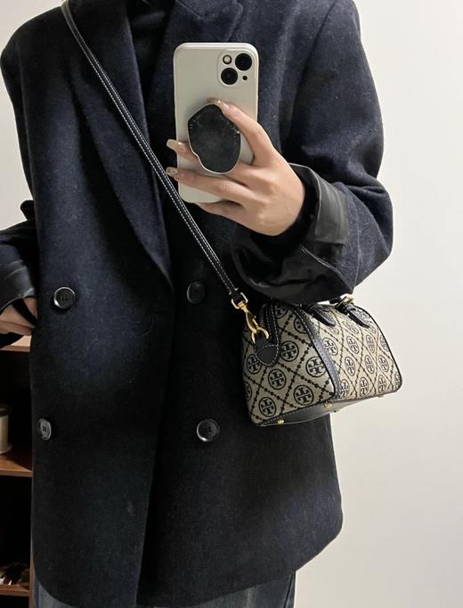 TORY BURCH汤丽柏琦 TB T MONOGRAM迷你提花酒桶包波士顿包 商品图1
