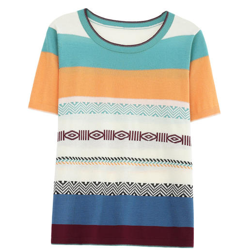 冰丝夏装撞色半袖上衣针织衫薄款T恤CC-89226 商品图4