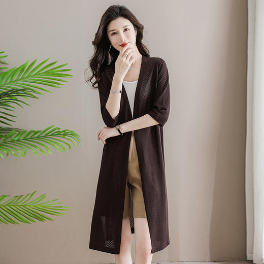 中袖开衫针织外套，中长款新款妈妈夏季冰丝上衣外搭披肩CC-101-32303 商品图1