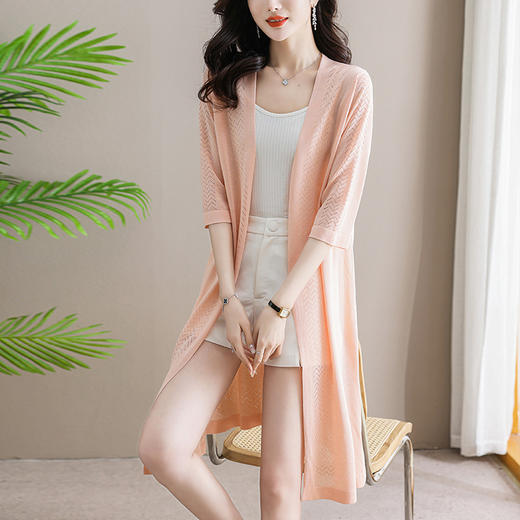 中袖开衫针织外套，中长款新款妈妈夏季冰丝上衣外搭披肩CC-101-32303 商品图5