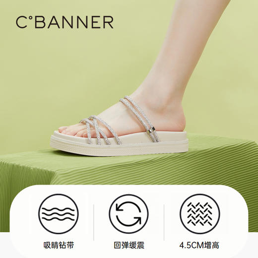 千百度女鞋夏季凉拖鞋厚底踩屎感拖鞋外穿气质配裙子 A23311605 商品图3