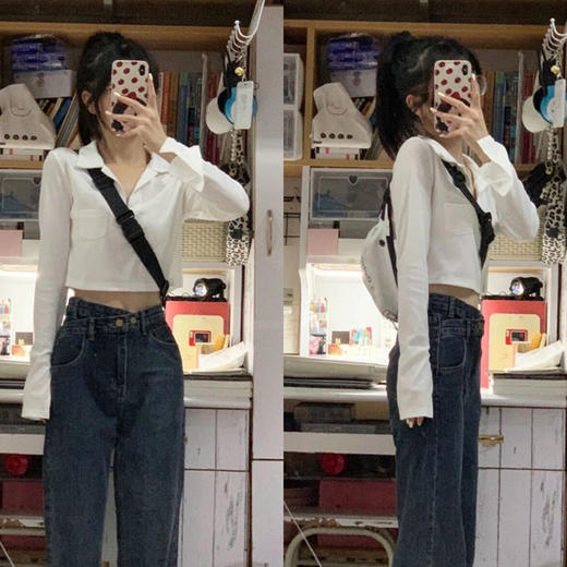 裁缝学苑AX46polo领正肩长袖t恤纸样女装露脐内搭打底衫短款打板 商品图4