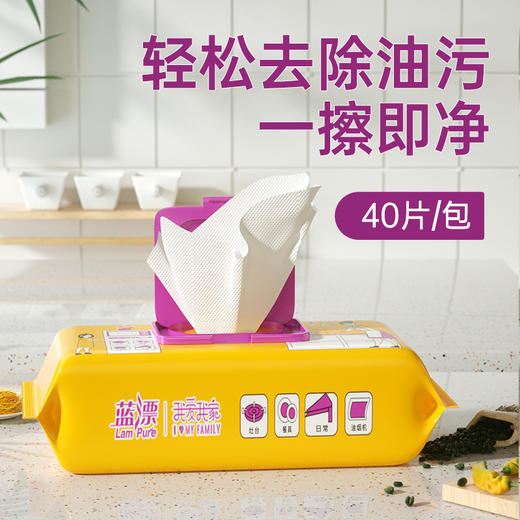 「6包装！加大加厚款」蓝漂厨房湿巾40片/包 厨房用纸餐厨湿巾去油污厨房用品纸巾清洁工具 商品图6