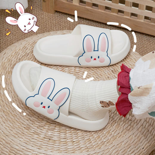 「EVA厚底！可爱兔」拖鞋女夏季外穿卡通ins潮室内家居厚底防滑浴室洗澡凉拖鞋 商品图1