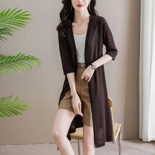 中袖开衫针织外套，中长款新款妈妈夏季冰丝上衣外搭披肩CC-101-32303 商品图7