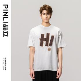 PINLI品立2023春季新款字母织带短袖T恤男士休闲体恤BG231111055